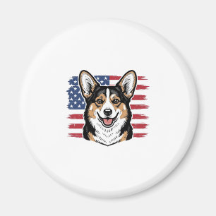 Patriotic Corgi American Flag Vintage Vector Desig Magnet