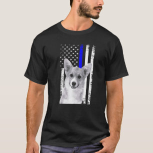 Patriotic Corgi Dog American Flag Thin Blue Line P T-Shirt