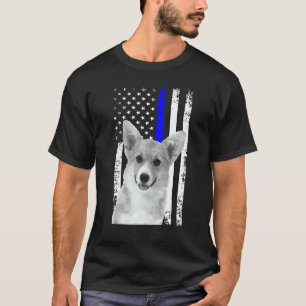 Patriotic Corgi Dog American Flag Thin Blue Line T-Shirt