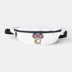 Patriotic Corgi Dog Vintage Engraving Shirt Design Bum Bags