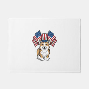 Patriotic Corgi Dog Vintage Engraving Shirt Design Doormat