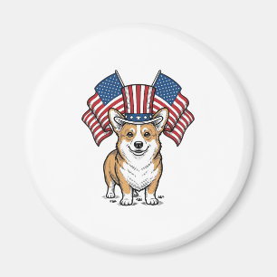 Patriotic Corgi Dog Vintage Engraving Shirt Design Magnet