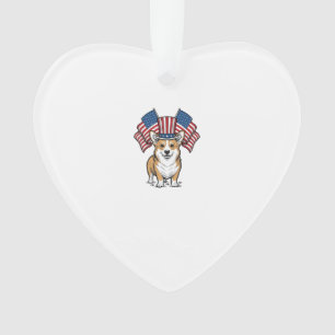 Patriotic Corgi Dog Vintage Engraving Shirt Design Ornament