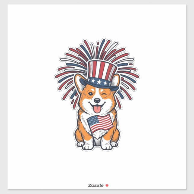 Patriotic Corgi Fireworks Dog Vector Design_1 (Sheet)