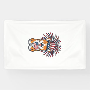 Patriotic Corgi Fireworks Dog Vector Design_1 Banner