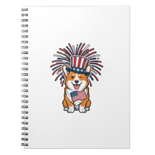 Patriotic Corgi Fireworks Dog Vector Design_1 Notebook