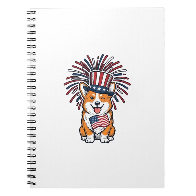 Patriotic Corgi Fireworks Dog Vector Design_1 Notebook (Front)