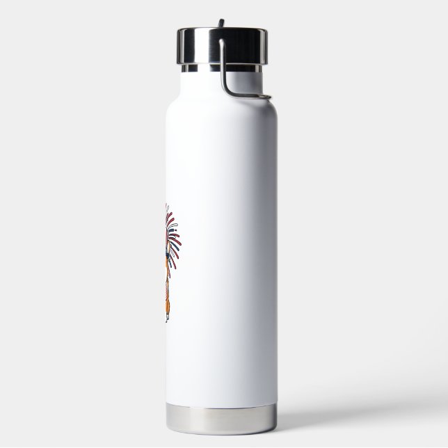 Patriotic Corgi Fireworks Dog Vector Design_1 Water Bottle (Left)