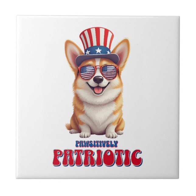 Patriotic Corgi - Pawsitively Patriotic Tile (Front)