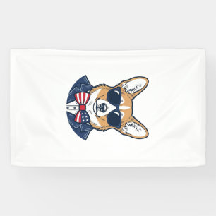 Patriotic Corgi Sunglasses Vintage Vector Art_1 Banner