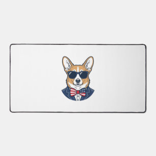 Patriotic Corgi Sunglasses Vintage Vector Art_1 Desk Mat