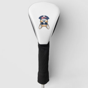 Patriotic Corgi Sunglasses Vintage Vector Art_1 Golf Head Cover