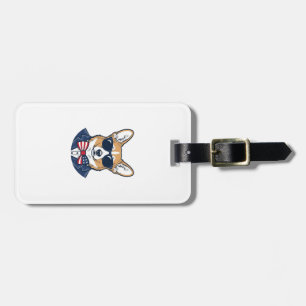Patriotic Corgi Sunglasses Vintage Vector Art_1 Luggage Tag