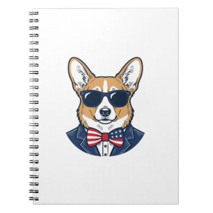 Patriotic Corgi Sunglasses Vintage Vector Art_1 Notebook