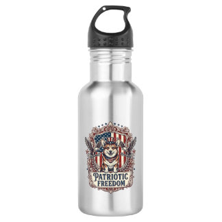Patriotic Corgi Vector Graphic Tee_1 532 Ml Water Bottle