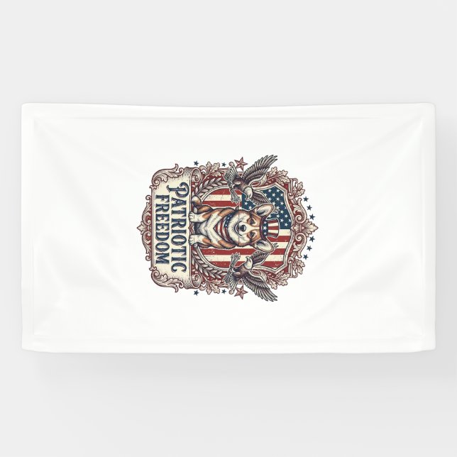 Patriotic Corgi Vector Graphic Tee_1 Banner (Horizontal)