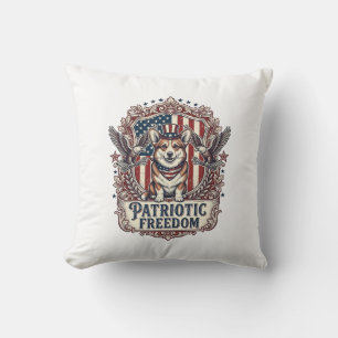 Patriotic Corgi Vector Graphic Tee_1 Cushion