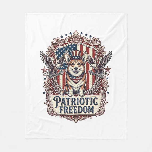 Patriotic Corgi Vector Graphic Tee_1 Fleece Blanket (Front)