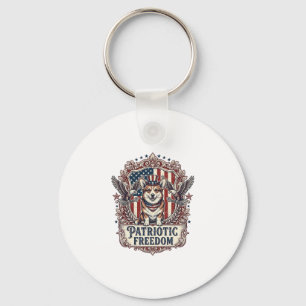 Patriotic Corgi Vector Graphic Tee_1 Key Ring