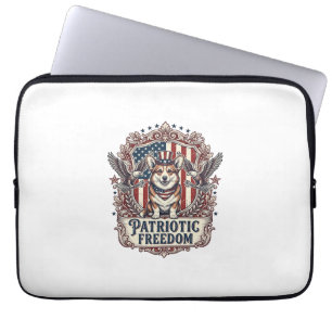 Patriotic Corgi Vector Graphic Tee_1 Laptop Sleeve