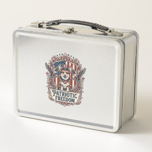 Patriotic Corgi Vector Graphic Tee_1 Metal Lunch Box