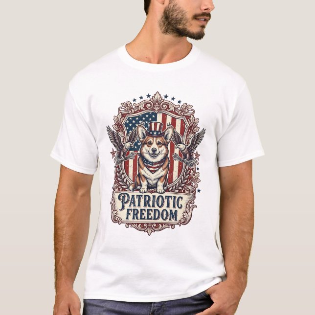 Patriotic Corgi Vector Graphic Tee_1 T-Shirt (Front)