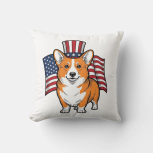 Patriotic Corgi Vintage Engraving Shirt Design_1 Cushion