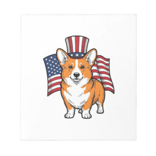 Patriotic Corgi Vintage Engraving Shirt Design_1 Notepad