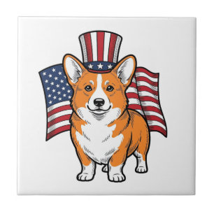 Patriotic Corgi Vintage Engraving Shirt Design_1 Tile