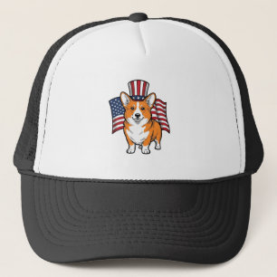 Patriotic Corgi Vintage Engraving Shirt Design_1 Trucker Hat