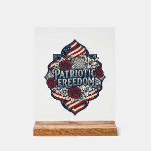 Patriotic Cottage Garden Vector Graphic Tee_1 Acrylic Sign