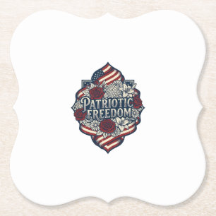 Patriotic Cottage Garden Vector Graphic Tee_1 Paper Coaster