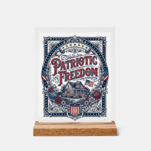 Patriotic Cottage Garden Vector Graphic Tee Acrylic Sign