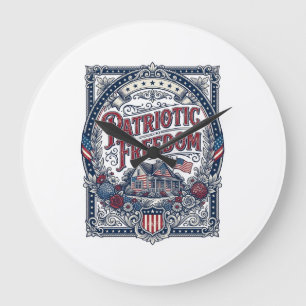 Patriotic Cottage Garden Vector Graphic Tee Large Clock