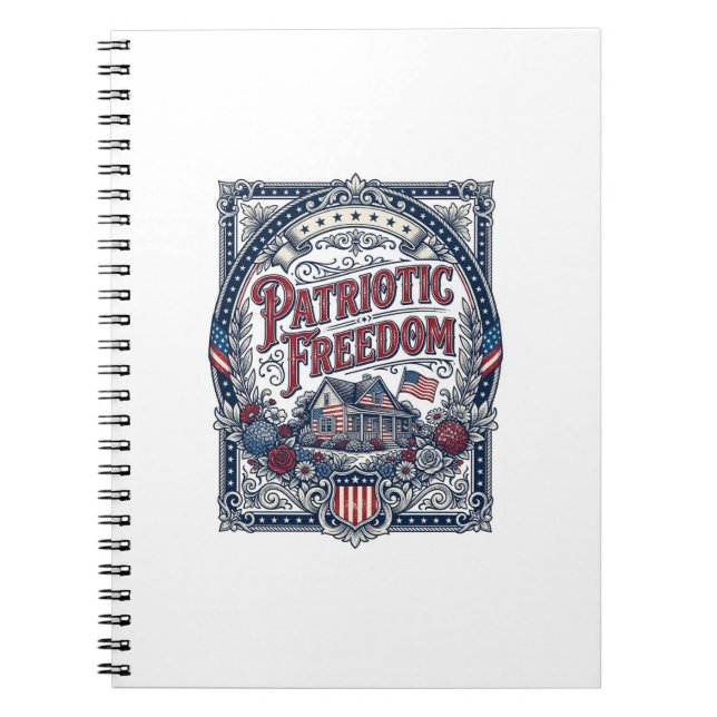 Patriotic Cottage Garden Vector Graphic Tee Notebook (Front)