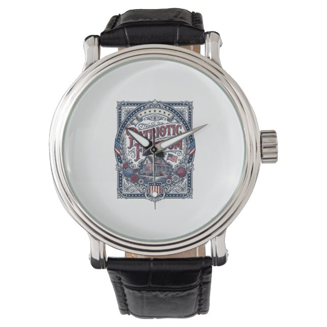 Patriotic Cottage Garden Vector Graphic Tee Watch (Front)