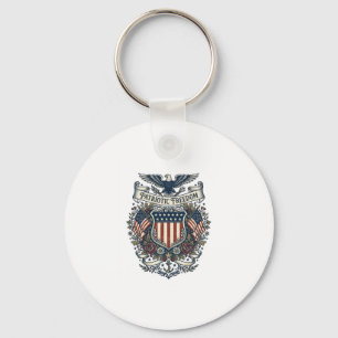 Patriotic Cottagecore America Vector Graphic Tee Key Ring