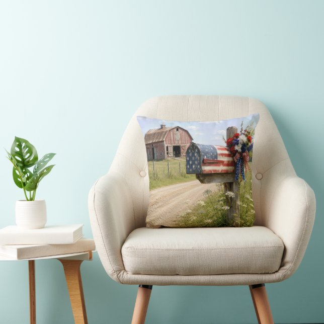 Patriotic Country Mailbox Cushion (Chair)