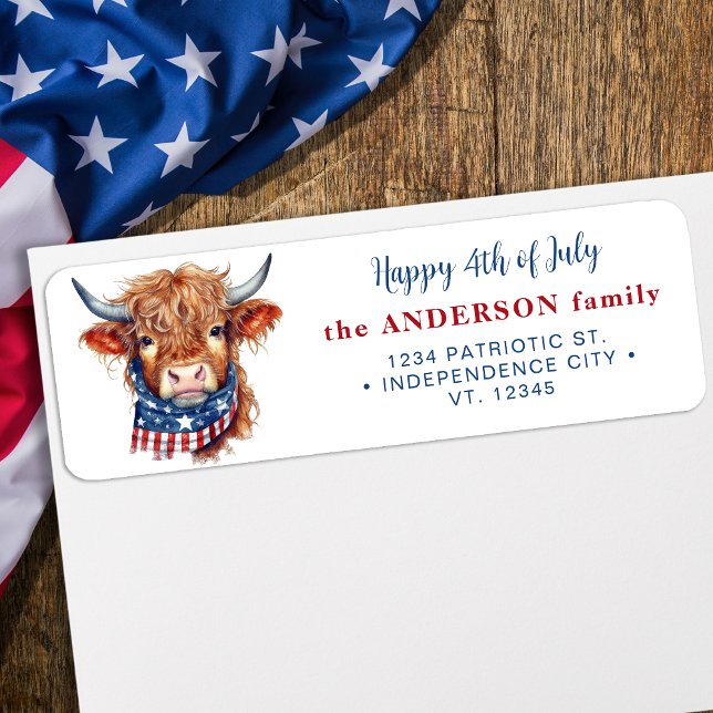 Patriotic Cow 4th Of July American Return Address (Creator Uploaded)