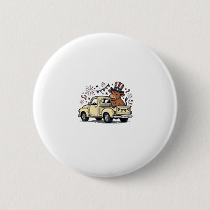 Patriotic Cow 4th of July Truck Vector Design_1 6 Cm Round Badge