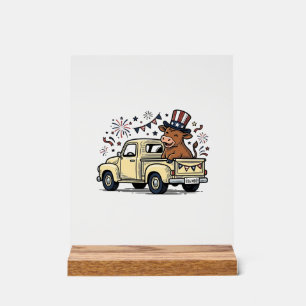 Patriotic Cow 4th of July Truck Vector Design_1 Acrylic Sign