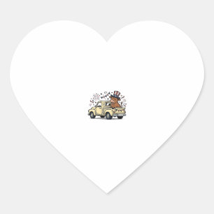 Patriotic Cow 4th of July Truck Vector Design_1 Heart Sticker