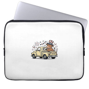 Patriotic Cow 4th of July Truck Vector Design_1 Laptop Sleeve