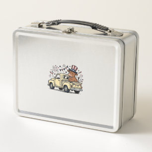 Patriotic Cow 4th of July Truck Vector Design_1 Metal Lunch Box