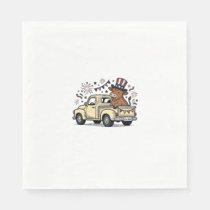 Patriotic Cow 4th of July Truck Vector Design_1 Napkin