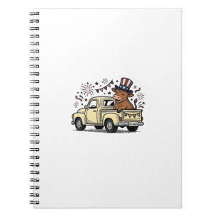 Patriotic Cow 4th of July Truck Vector Design_1 Notebook