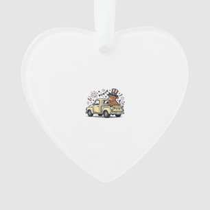 Patriotic Cow 4th of July Truck Vector Design_1 Ornament