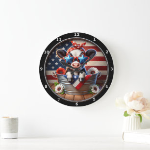 Patriotic Cow Celebration Clock