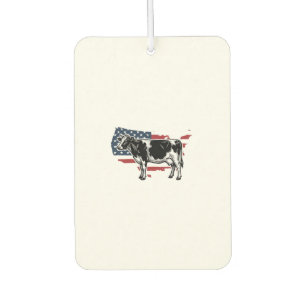 Patriotic Cow Design Vintage Farmhouse USA Art Car Air Freshener