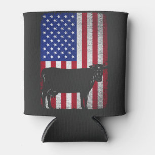 Patriotic Cow Farmer Farm USA American Flag  Can Cooler